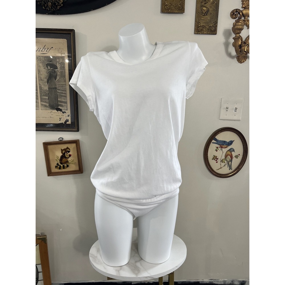 T by Alexander Wang White Short Sleeve Crew Neck Bodysuit Size Large